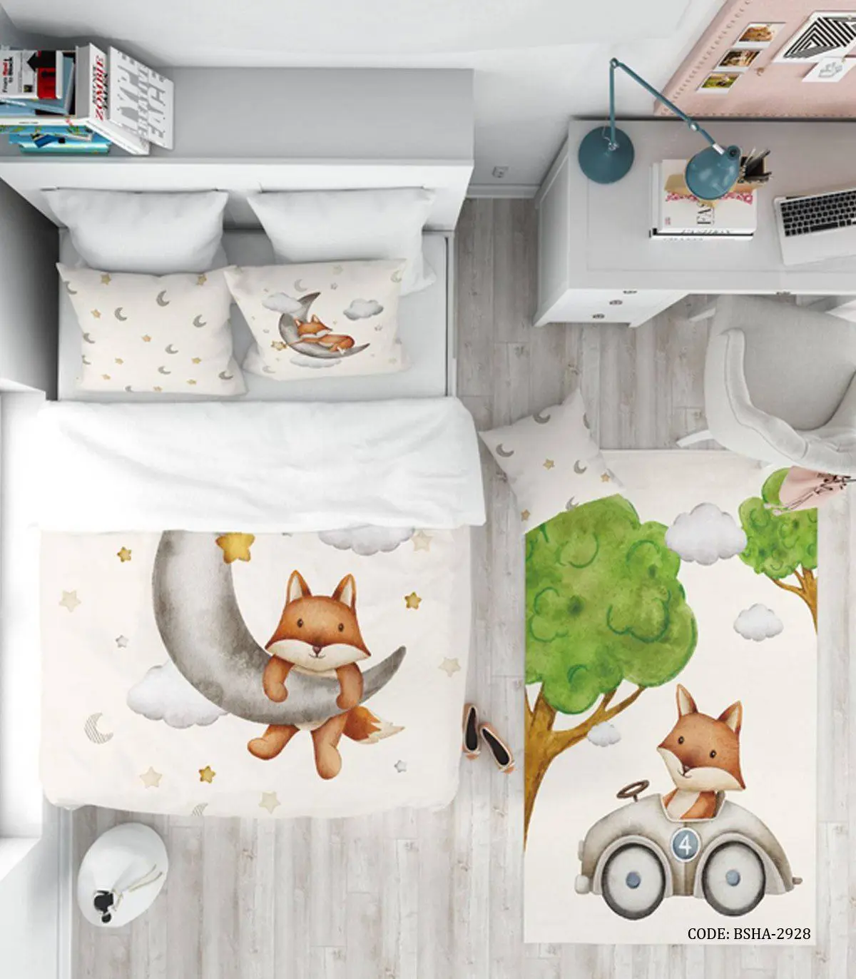 روتختی کودک پسرانه 4 تکه طرح روباه مدل Smart Fox