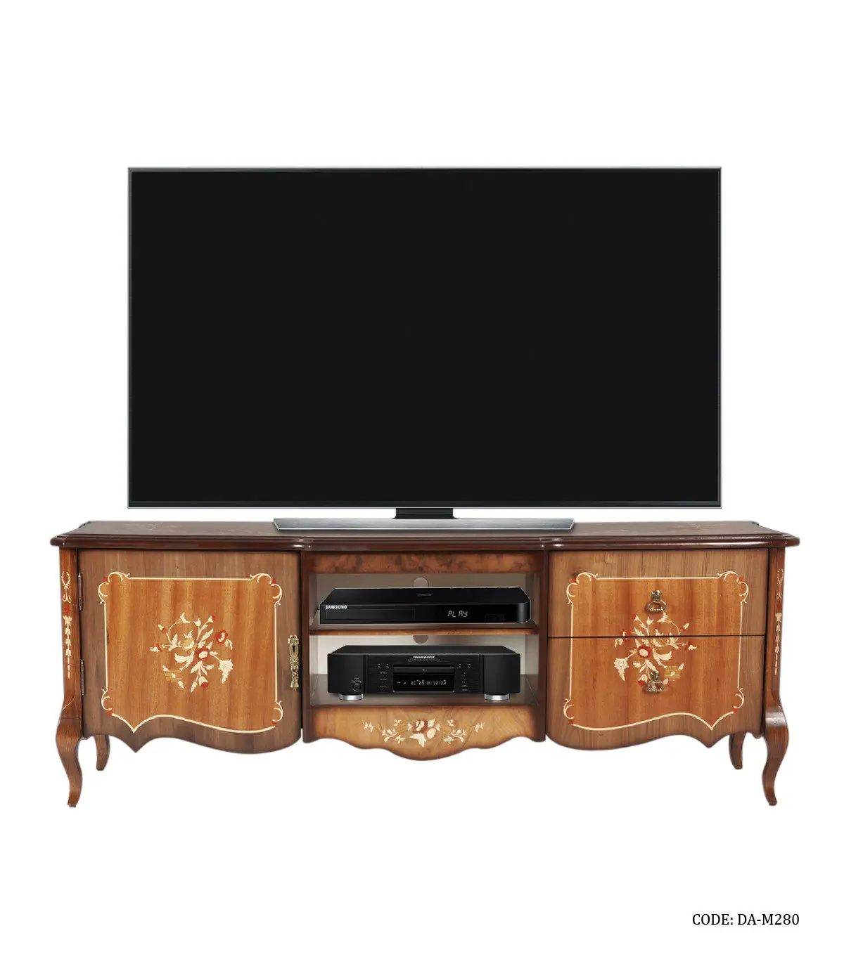 میز تلویزیون چوبی معرق کشودار طول 150 مدل M950