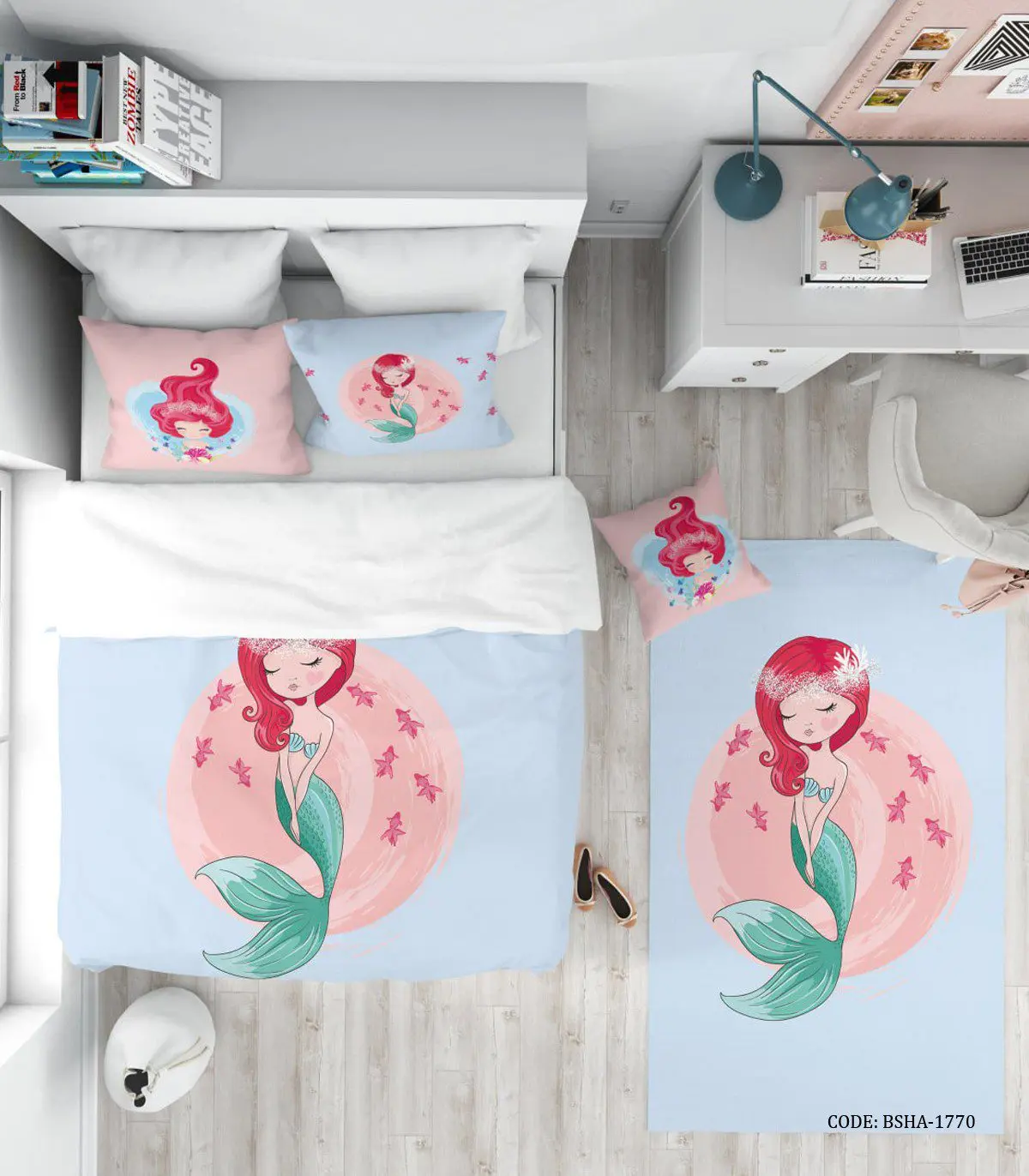 روتختی دخترانه طرح پری دریایی مدل Pink Mermaid