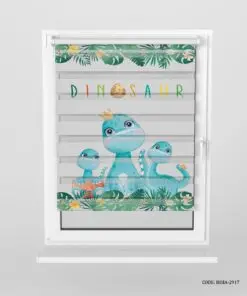 پرده زبرا اتاق کودک دخترانه طرح دایناسور مدل Blue Dino