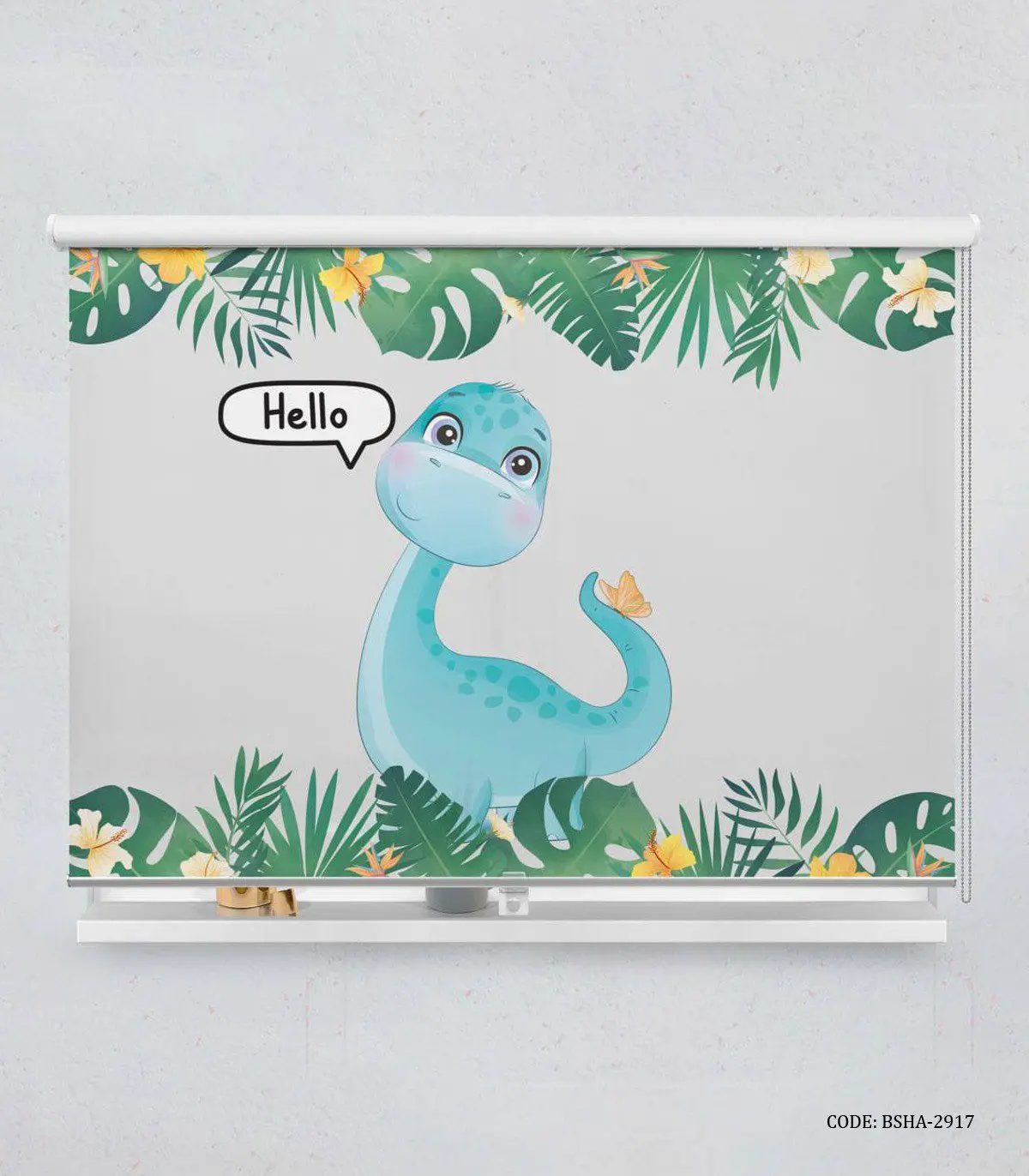 پرده شید اتاق کودک دخترانه طرح دایناسور مدل Blue Dino