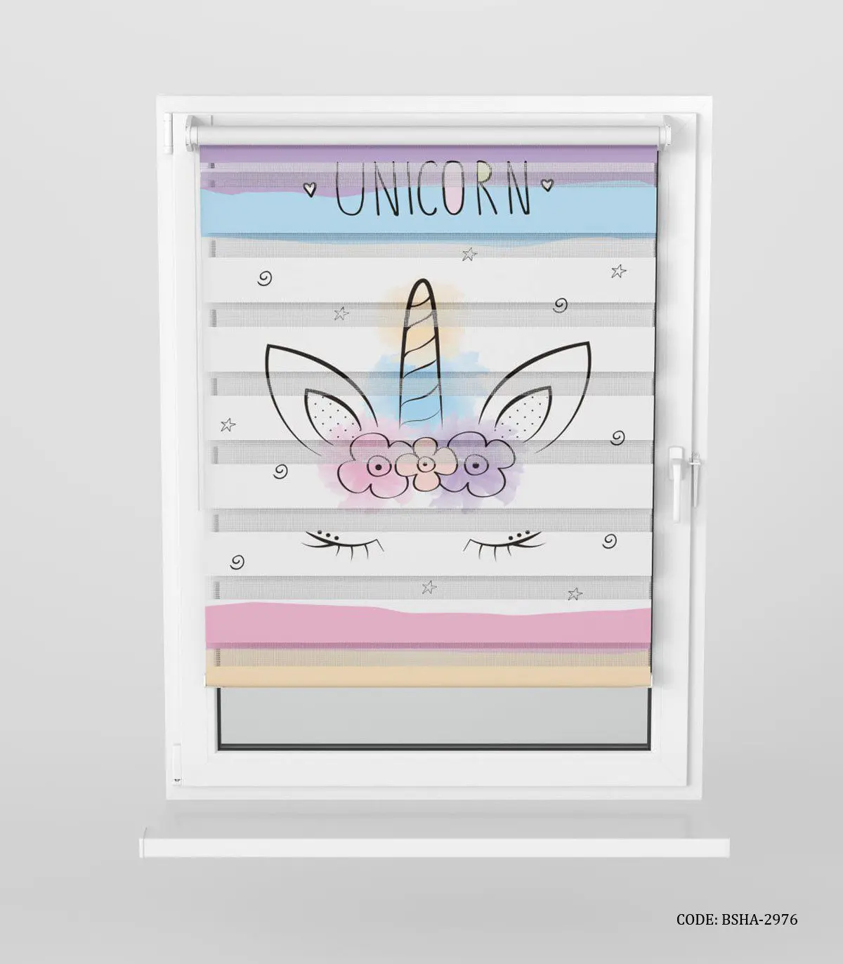 پرده زبرا اتاق کودک دخترانه طرح فانتزی یونی کورنFancy Unicorn