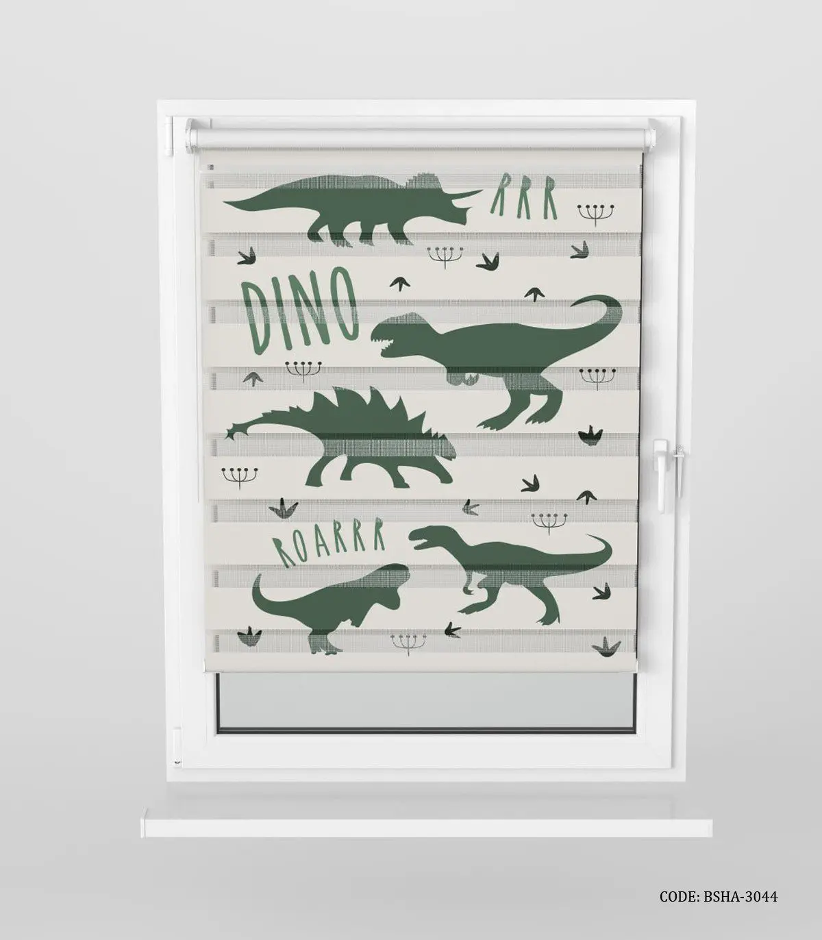پرده زبرا اتاق کودک پسرانه طرح دایناسور مدل Happy Dino