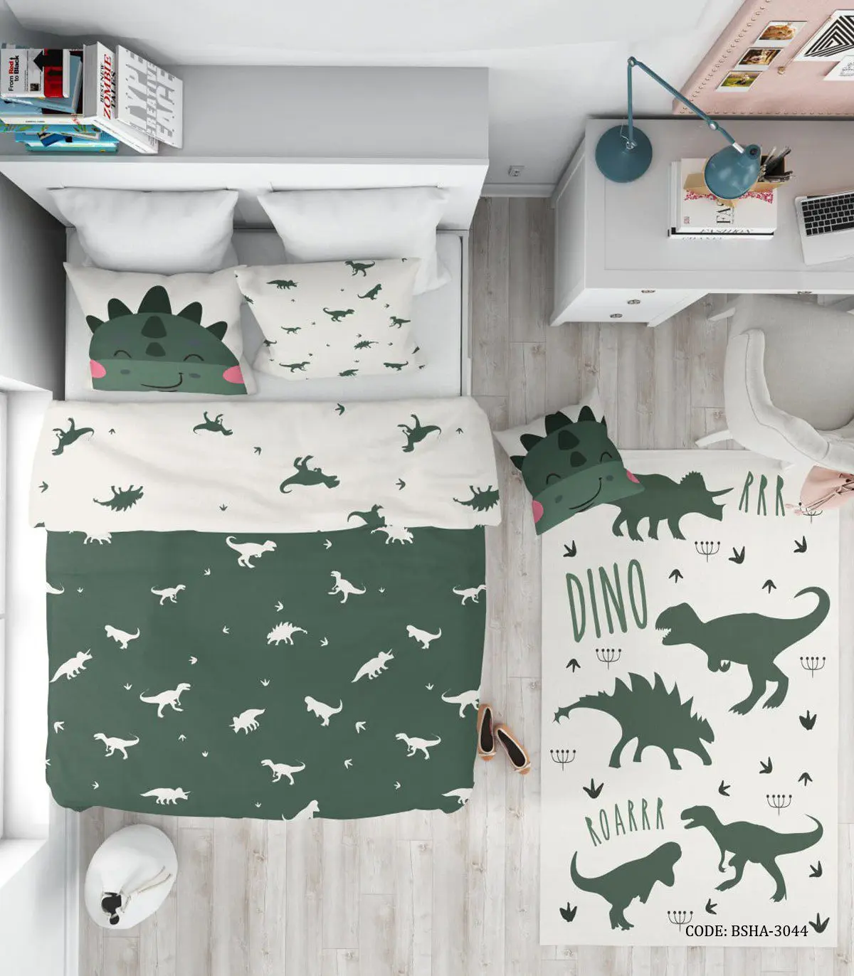روتختی کودک پسرانه 4 تکه طرح دایناسور مدل Happy Dino