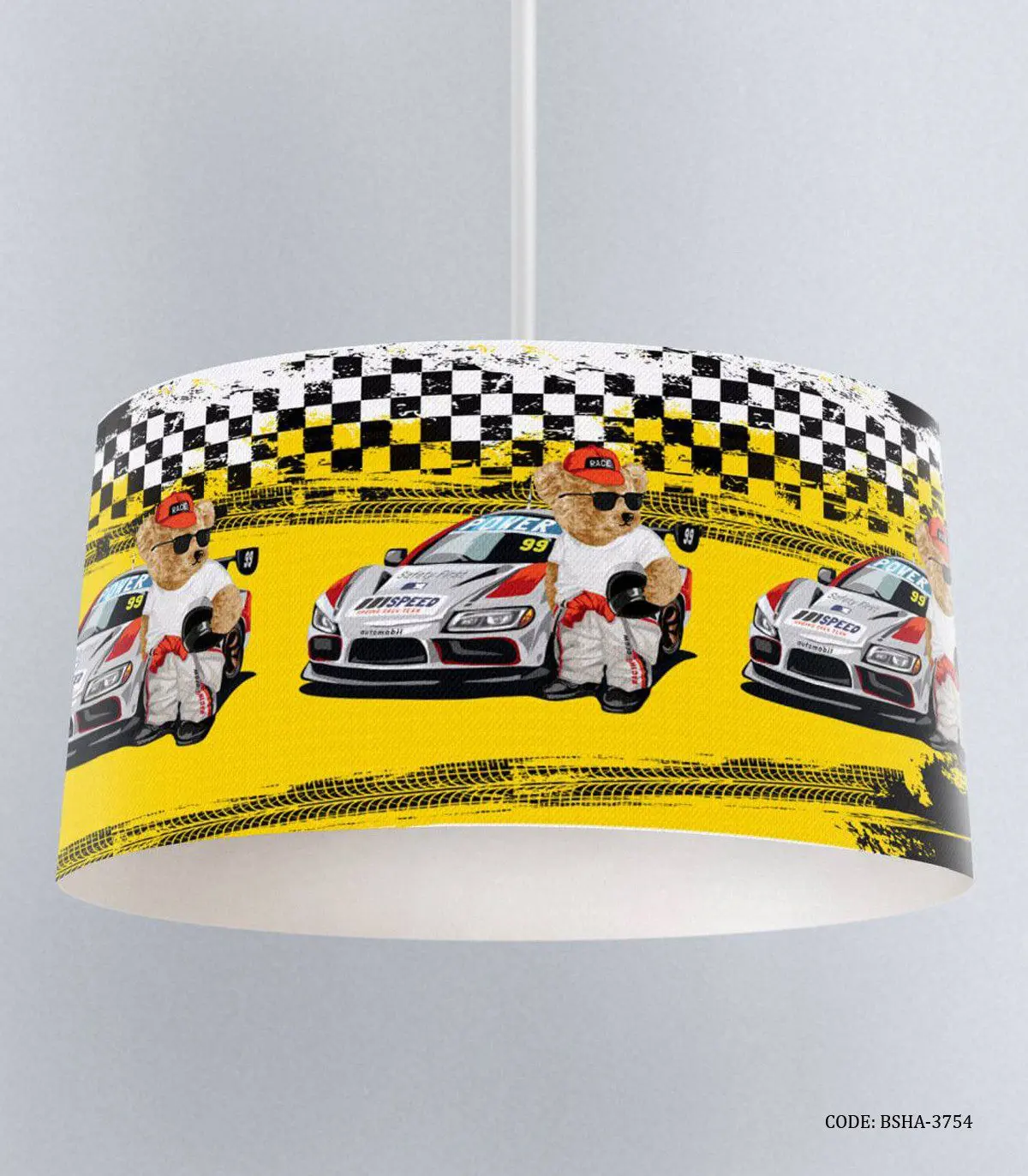 لوستر کودک پسرانه طرح تدی و ماشین مسابقه مدل Racing Crew