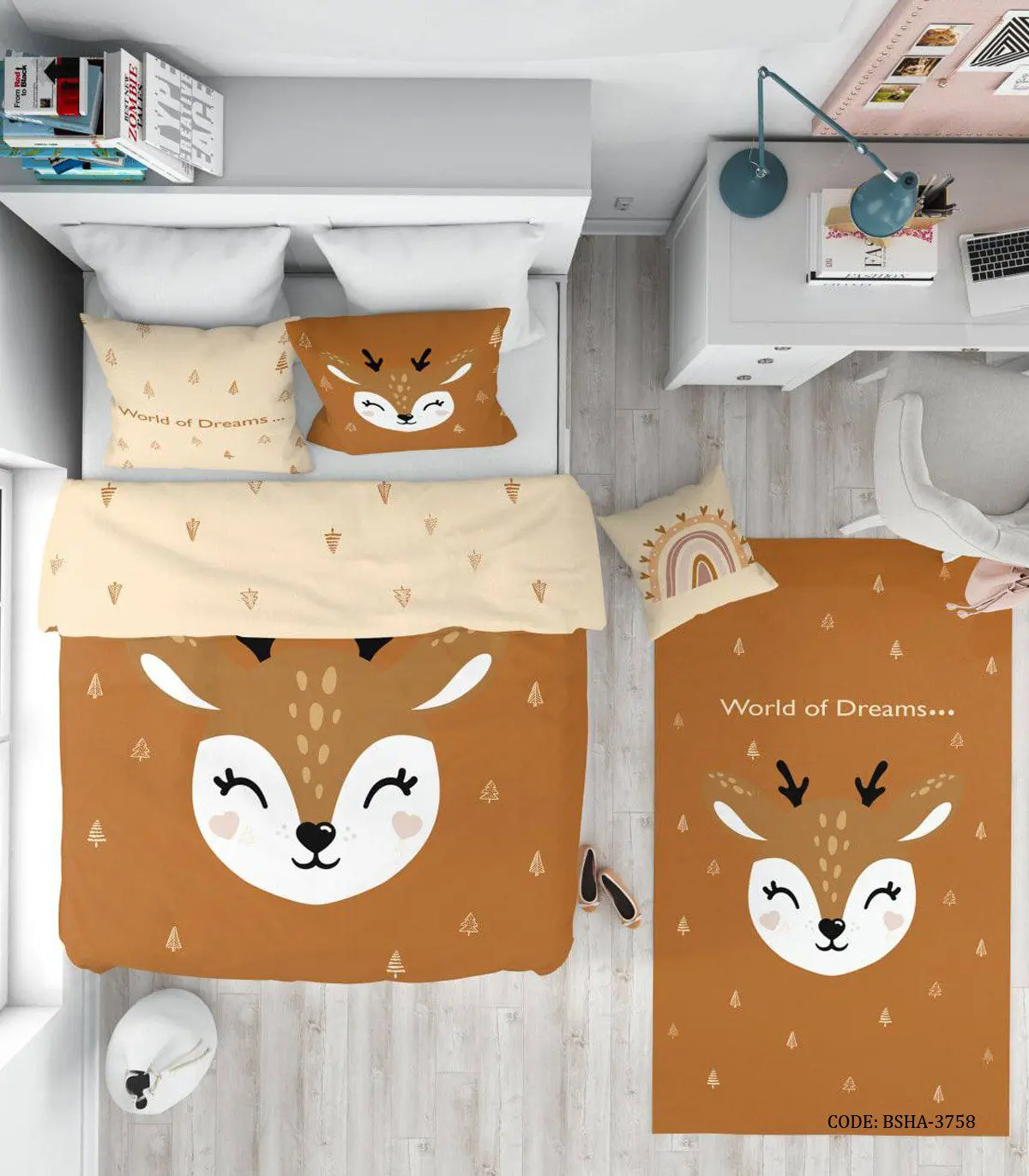 روتختی کودک دخترانه و پسرانه طرح گوزن مدل WinterWorld Of Dreams