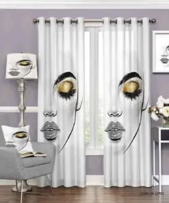 پرده پانچی آرایشگاهی طرح چهره زن مدل نیمرخ