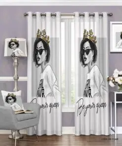 پرده پانچی اتاق دخترانه و آرایشگاهی طرح Be your Queen