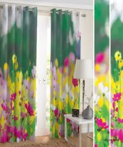 پرده پانچی طرح طبیعت مدل باغ گل