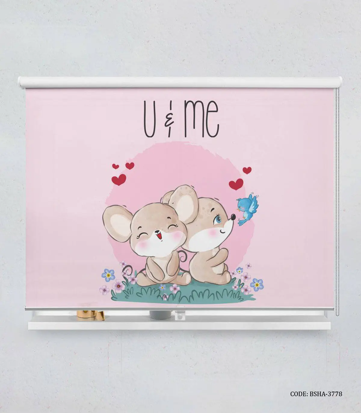 پرده شید اتاق کودک دخترانه طرح خرگوش مدل U Love Me