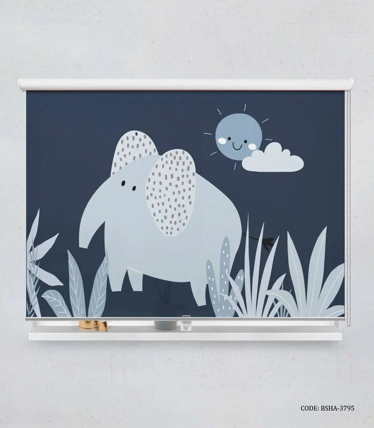 پرده شید اتاق کودک طرح فیل مدل A lonely Elephant