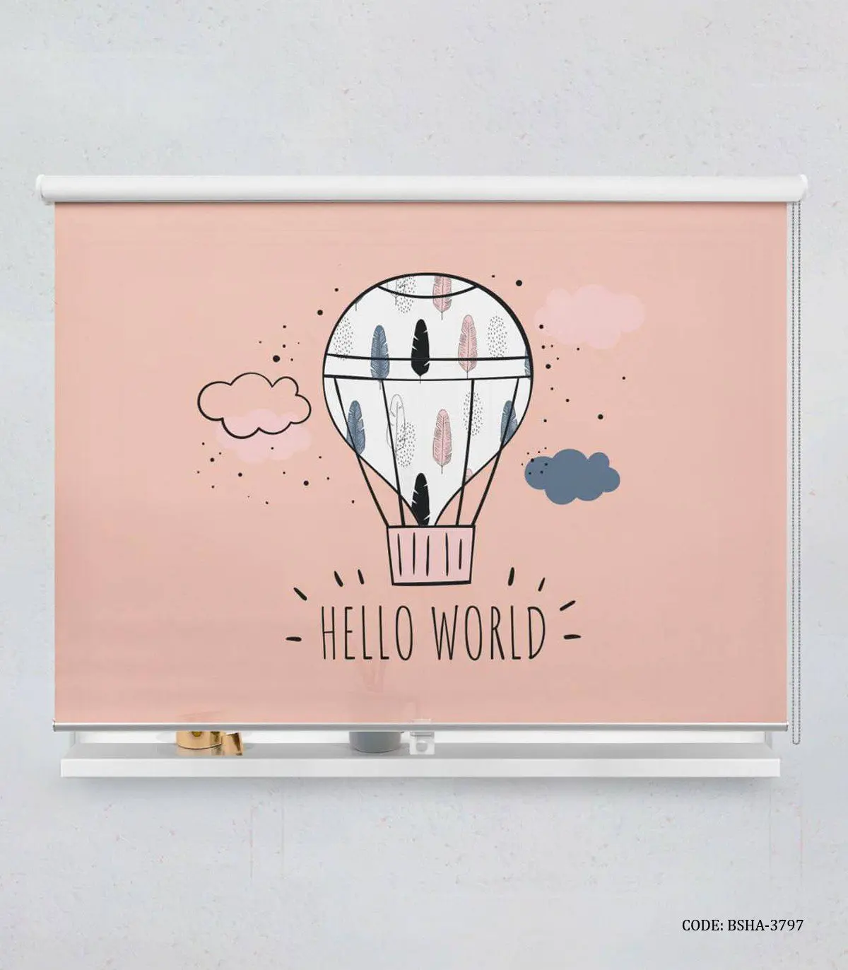 پرده شید اتاق دخترانه طرح بالون مدل Hello World