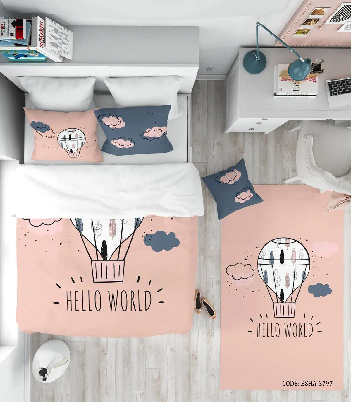 روتختی کودک دخترانه طرح بالون مدل Hello World