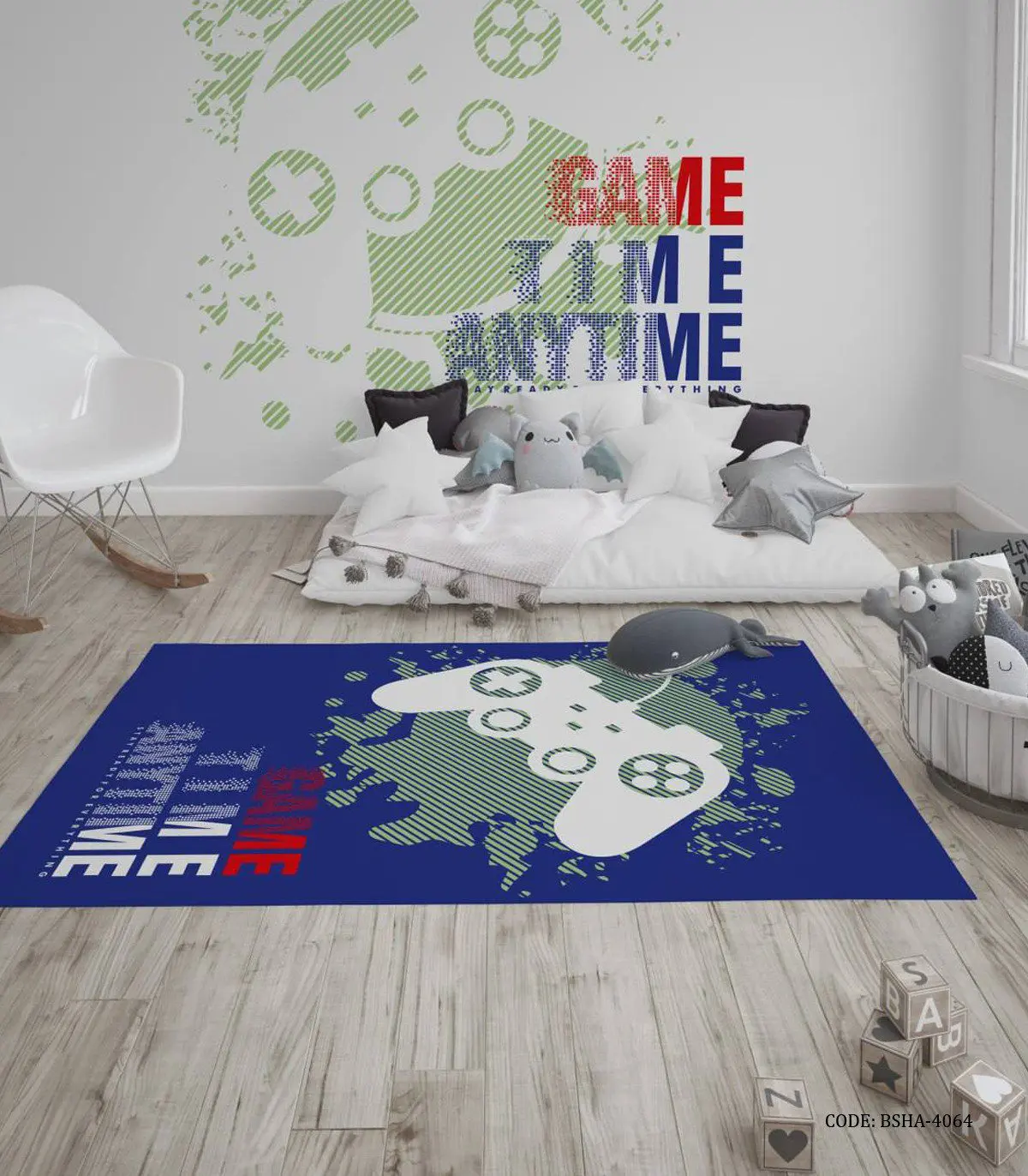 فرش اتاق پسرانه طرح دسته بازی کامپیوتری مدل Gamer