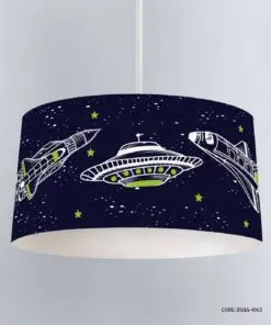 لوستر اتاق پسرانه طرح بشقاب پرنده و فضا پیما مدل Explore the Space