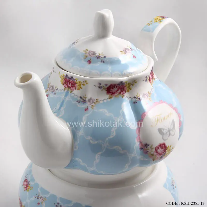 قوری چینی وارمر دار طرح flower