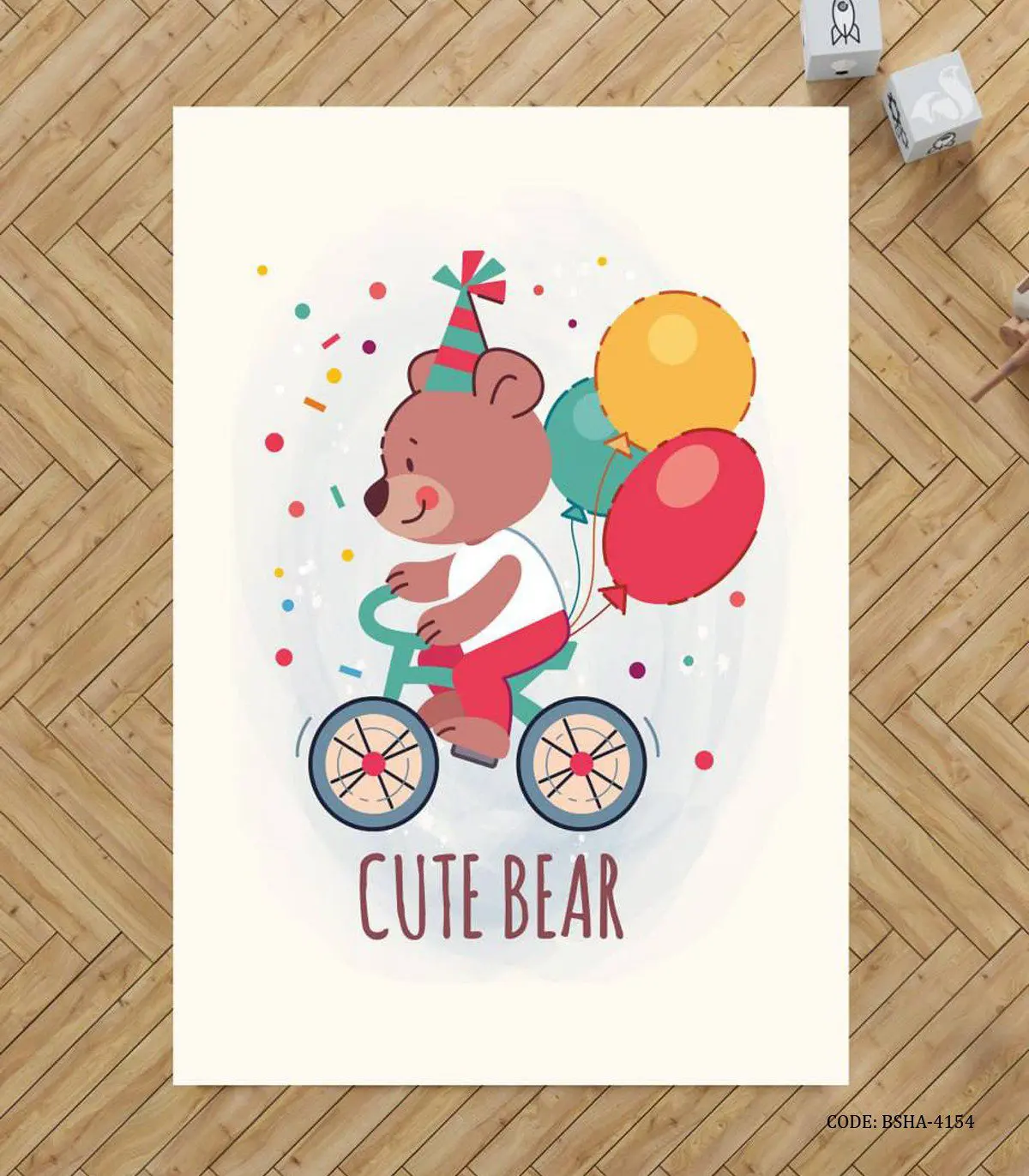 فرش اتاق پسرانه طرح خرس مدل Cute Bear