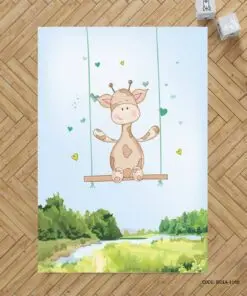 فرش اتاق پسرانه طرح زرافه مدل Happy Giraffe