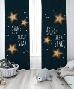 پرده پانچی دو تکه اتاق پسرانه طرح ستاره مدل Shine Like a Star