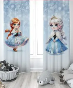 پرده السا آنا پانچی دو تیکه مدل Frozen