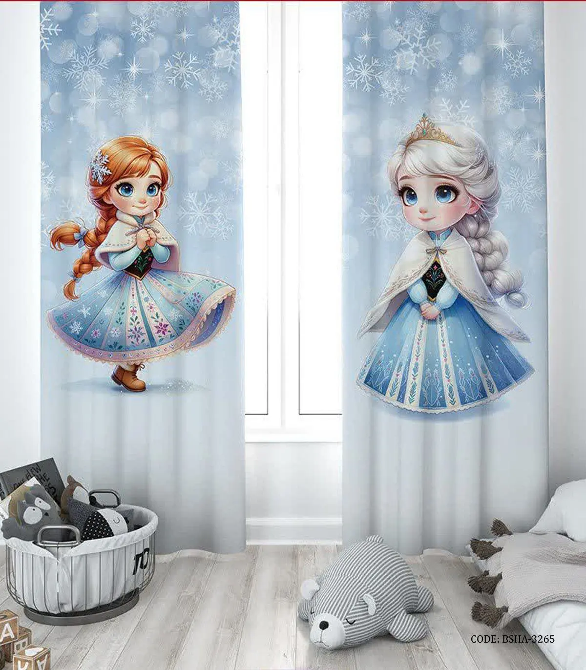 پرده السا آنا پانچی دو تیکه مدل Frozen