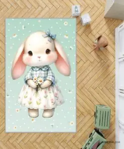 فرش اتاق دخترانه طرح خانم خرگوشه مدل Rabbit