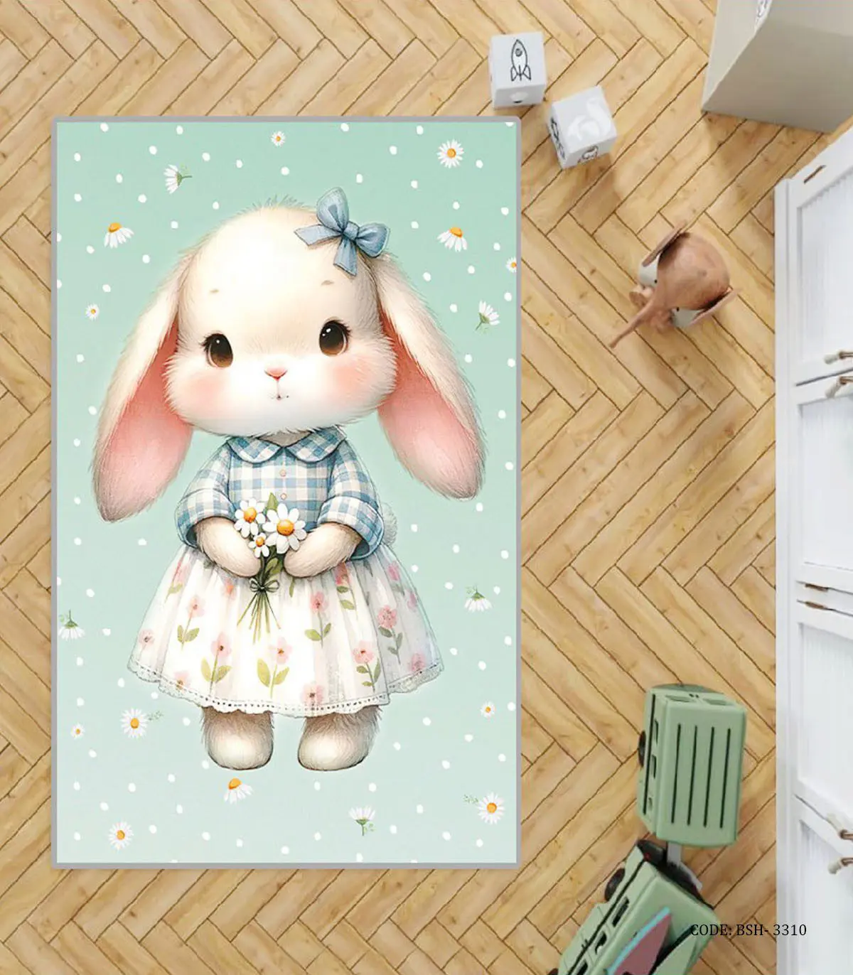 فرش اتاق دخترانه طرح خانم خرگوشه مدل Rabbit