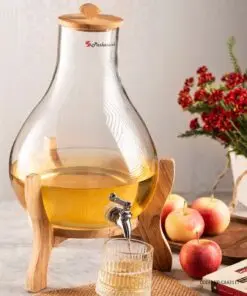 کلمن شیشه ای پایه چوبی 7 لیتری مدل ایکیا ساده