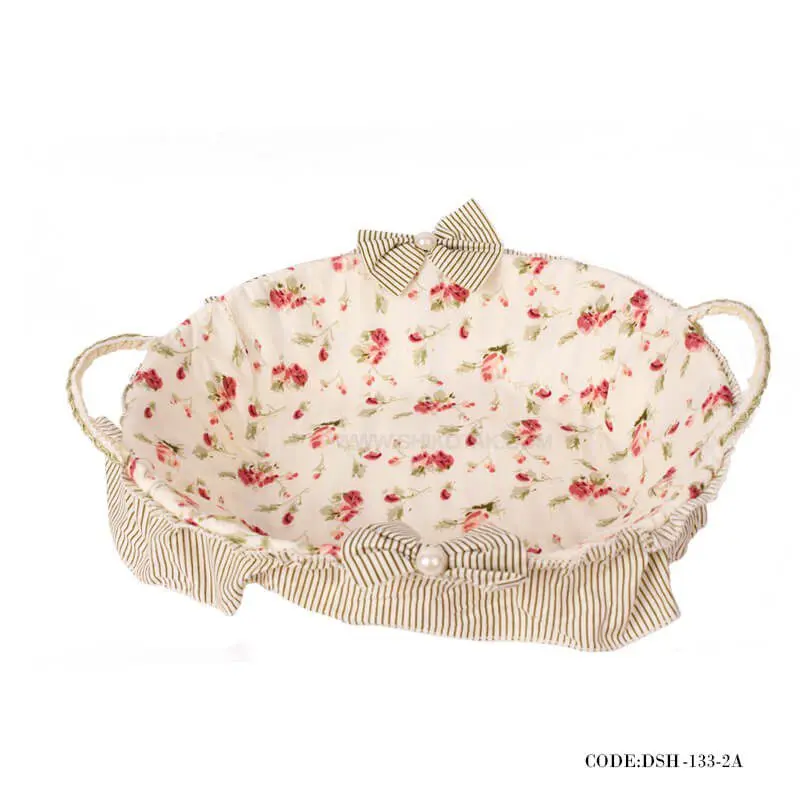 سبد نان و سبزی حصیری گلدار طرح Pink Rose