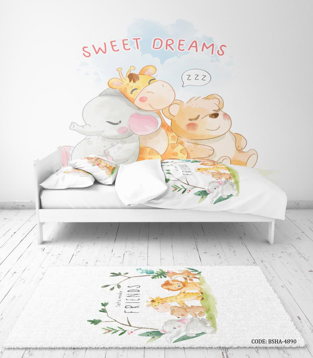 روتختی پسرانه طرح SWEET DREAMS مدل حیوانات جنگل - تصویر 2