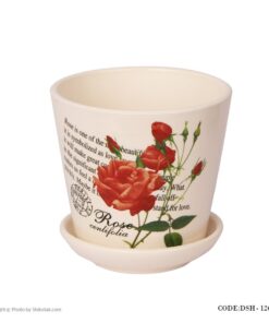 گلدان سرامیک طرح گل سرخ