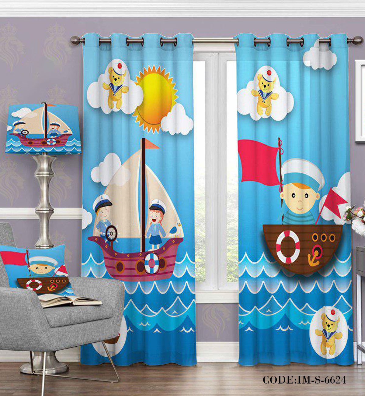 پرده فانتزی کودک طرح ملوان مدل 6624