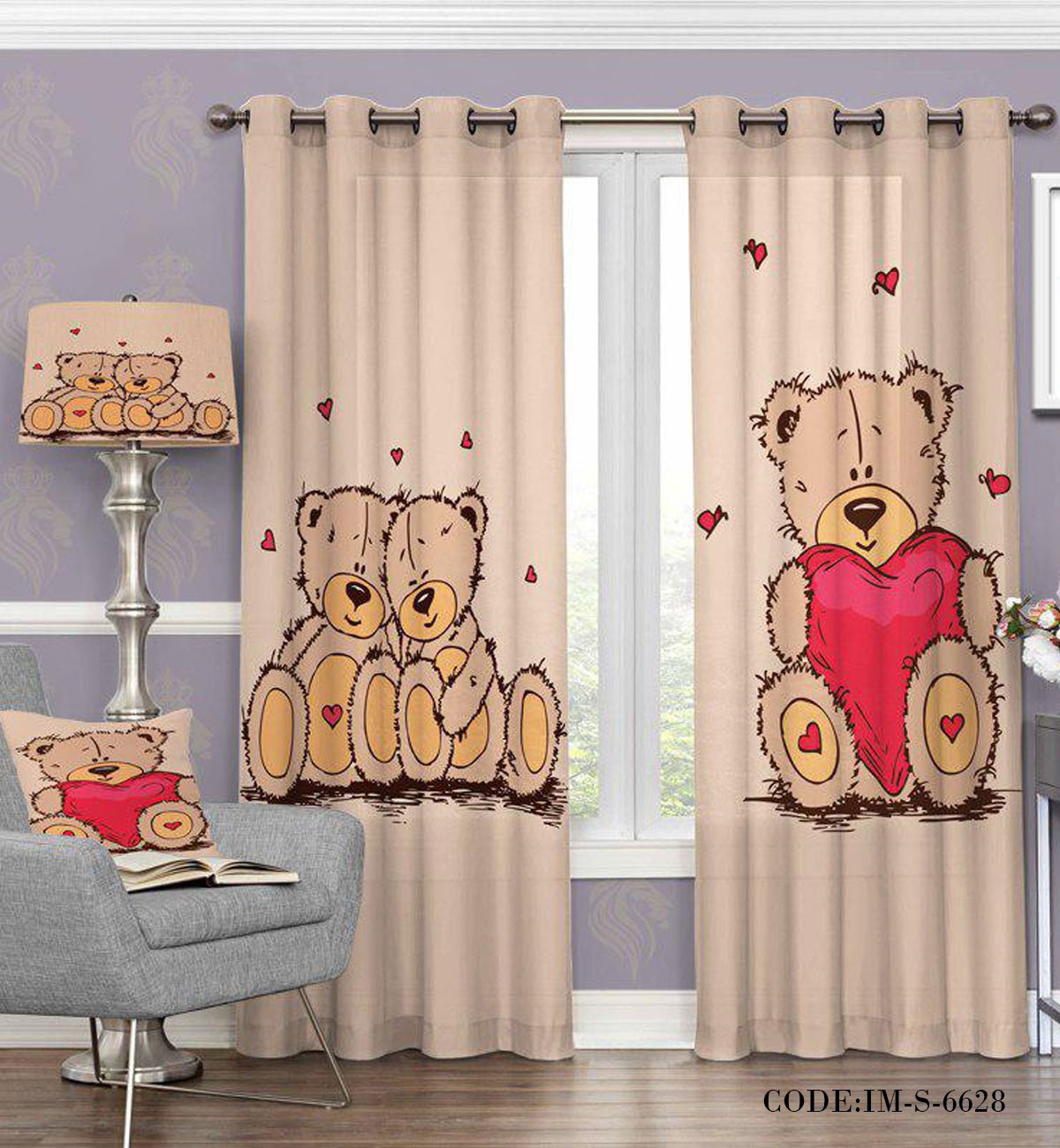 پرده کودک خرس مهربان مدل 6628