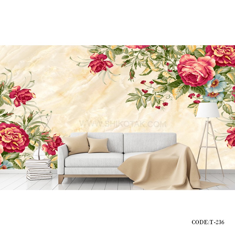 پوستر 3D دیواری پارچه ای طرح رز بهاری