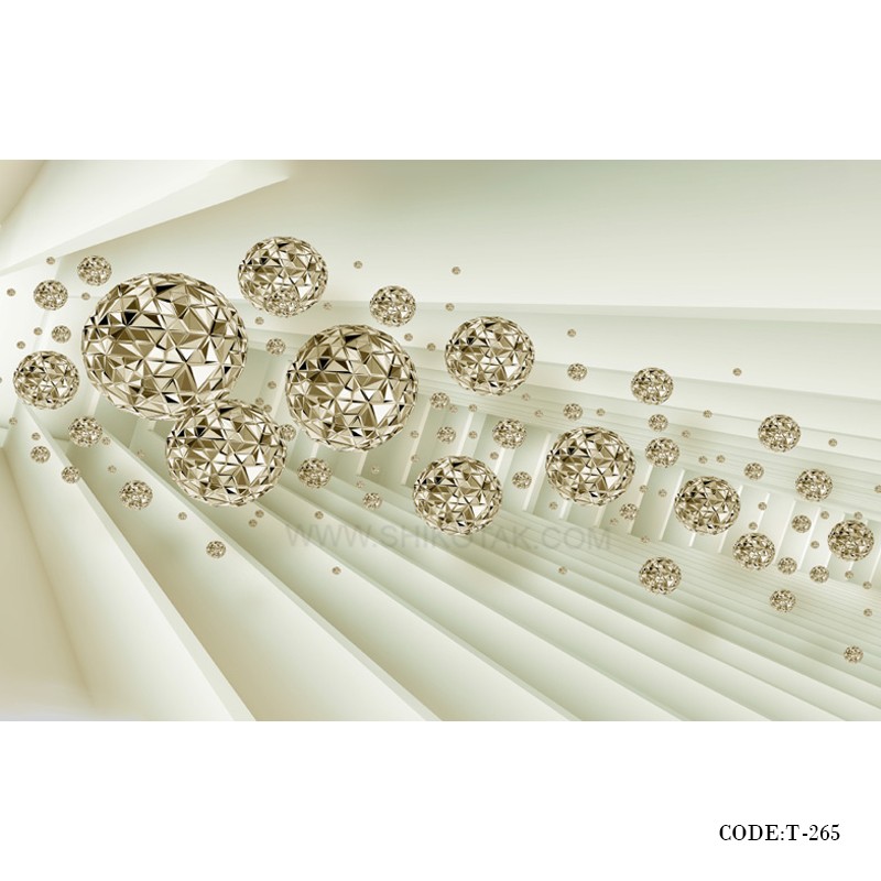 پوستر دیواری سه بعدی پارچه ای طرح گوی طلا