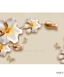 پوستر دیواری پارچه ای سه بعدی طرح لاله طلا