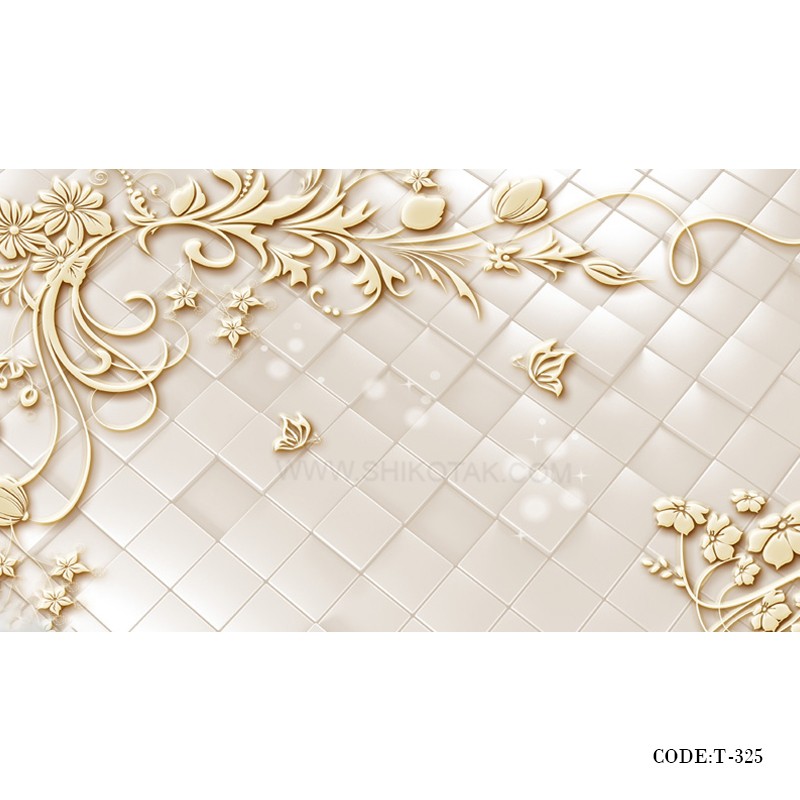 پوستر دیواری کاغذی 3D طرح پروانه طلایی
