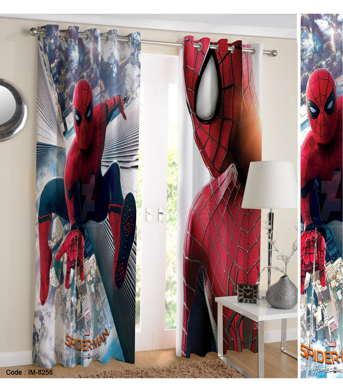 پرده پانچی اتاق کودک طرح مرد عنکبوتی