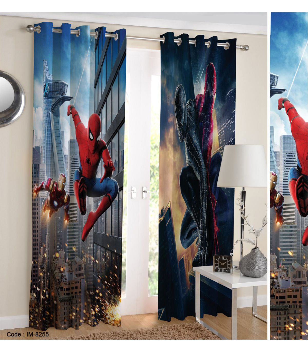 پرده اتاق نوجوان طرح spider man