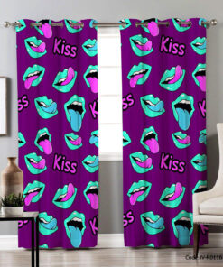 پرده پانچی دو تکه فانتزی مدل KISS