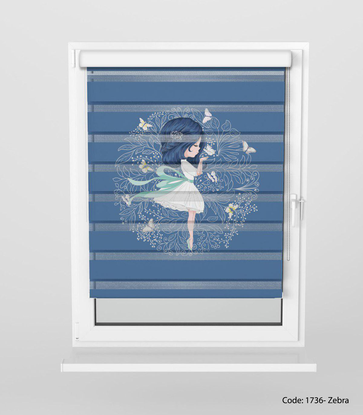 پرده زبرا سرمه ای دخترانه مدل BLUE HAIR