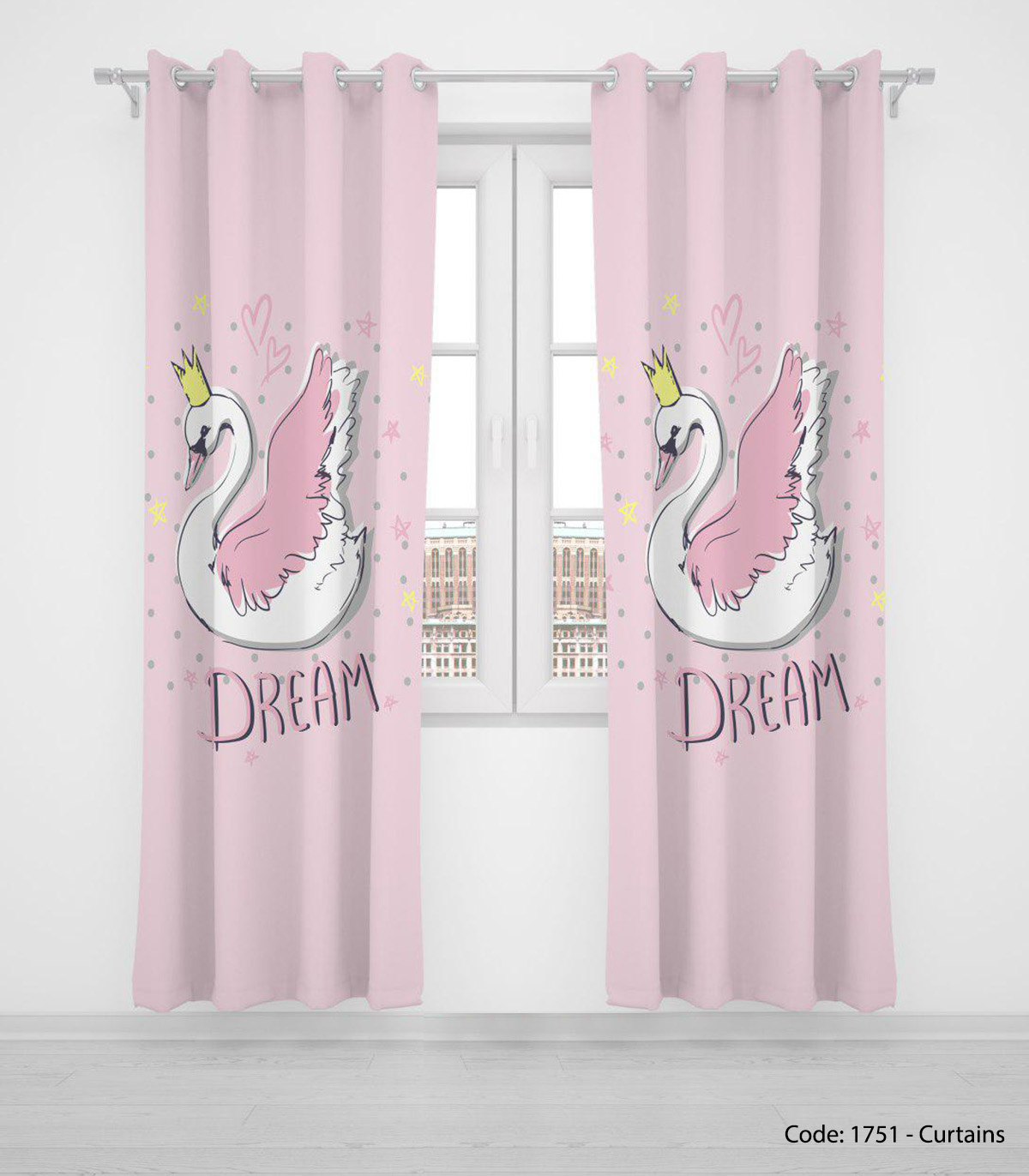 پرده پانچی دخترانه صورتی مدل DREAM3
