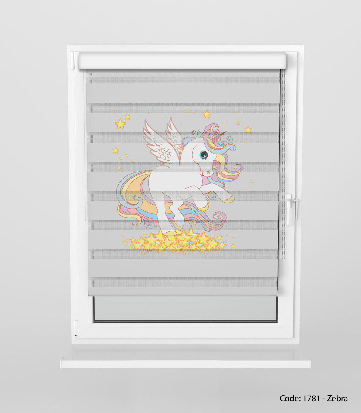 پرده زبرا اتاق کودک تک شاخ ستاره باران