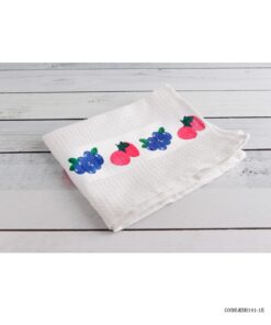 دستمال آشپزخانه نخی طرح زیتون و توت فرنگی