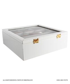 جعبه تی بگ هفت خانه سفید چوبی ساده