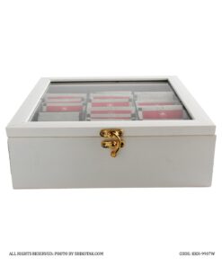 جعبه تی بگ هفت خانه سفید چوبی ساده