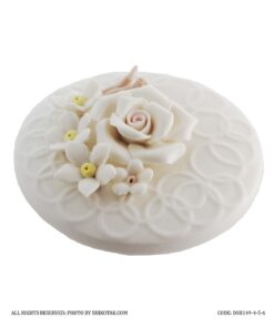 بانکه گل برجسته با درب سرامیکی گل سفید مدل بنفشه