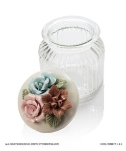 بانکه حبوبات شیشه ای در گل دار مدل رز