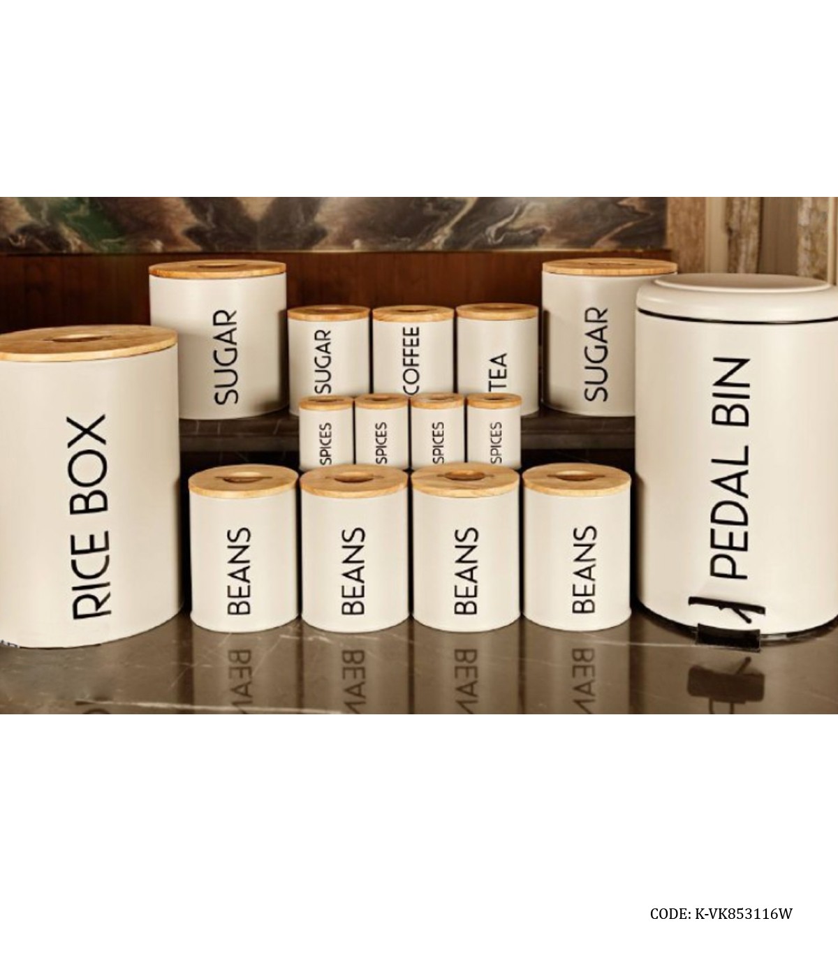 سرویس آشپزخانه درب چوبی 30 تکه سفید مدل SMART WHITE