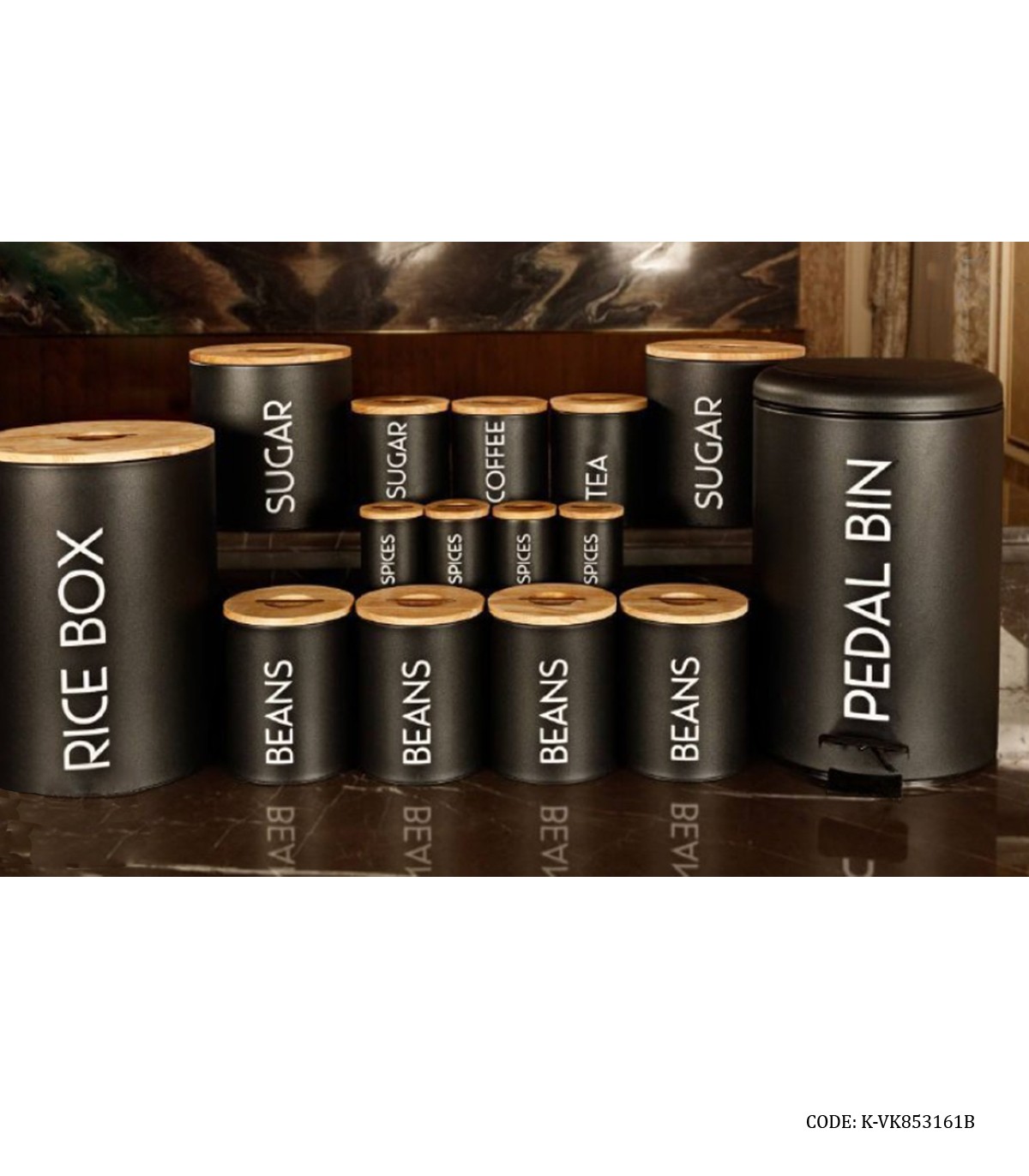 سرویس آشپزخانه درب چوبی 30 تکه مشکی مدل SMART BLACK